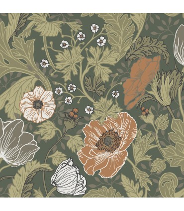 4080-44104 - Anemone Green Floral Wallpaper by A Street