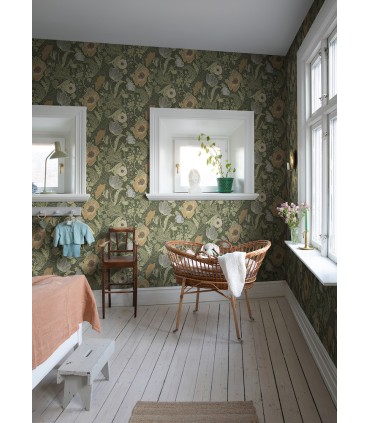 4080-44104 - Anemone Green Floral Wallpaper by A Street