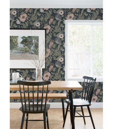 4080-44103 - Anemone Navy Floral Wallpaper by A Street