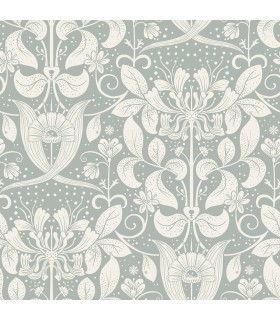 4080-83129 - Berit Blue Floral Crest Wallpaper by A Street
