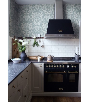 4080-83129 - Berit Blue Floral Crest Wallpaper by A Street