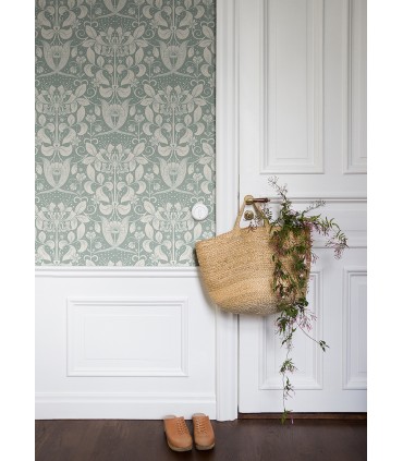 4080-83129 - Berit Blue Floral Crest Wallpaper by A Street