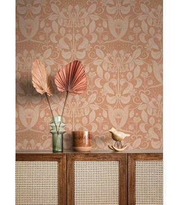 4080-83128 - Berit Coral Floral Crest Wallpaper by A Street