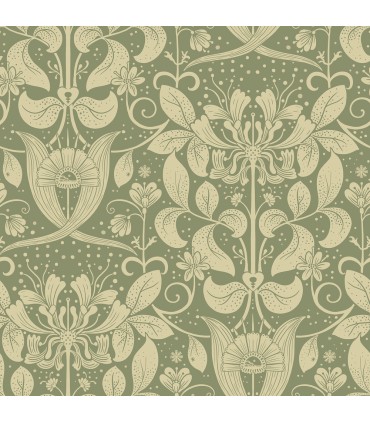 4080-83126 - Berit Green Floral Crest Wallpaper by A Street