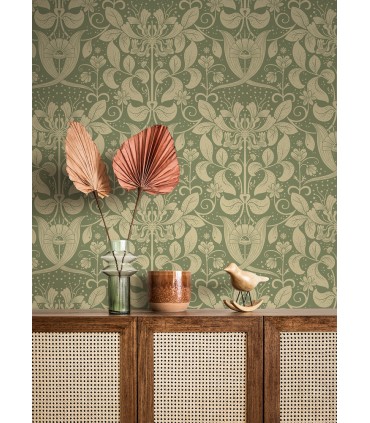 4080-83126 - Berit Green Floral Crest Wallpaper by A Street