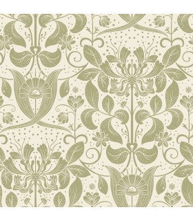 4080-83127 - Berit Olive Floral Crest Wallpaper by A Street
