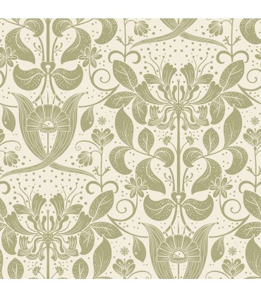 4080-83127 - Berit Olive Floral Crest Wallpaper by A Street