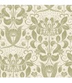 4080-83127 - Berit Olive Floral Crest Wallpaper by A Street