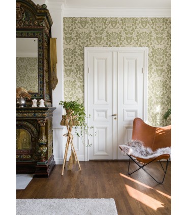 4080-83127 - Berit Olive Floral Crest Wallpaper by A Street