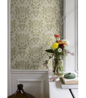 4080-83127 - Berit Olive Floral Crest Wallpaper by A Street