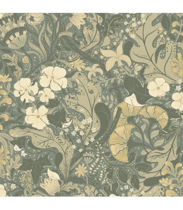 4080-83104 - Elise Sea Green Nouveau Gardens Wallpaper by A Street