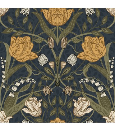 4080-44106 - Filippa Navy Tulip Wallpaper by A Street