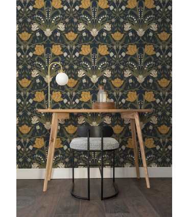 4080-44106 - Filippa Navy Tulip Wallpaper by A Street