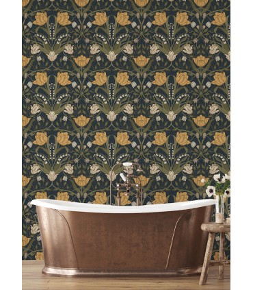 4080-44106 - Filippa Navy Tulip Wallpaper by A Street