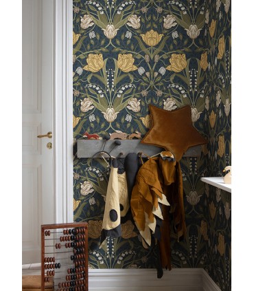 4080-44106 - Filippa Navy Tulip Wallpaper by A Street