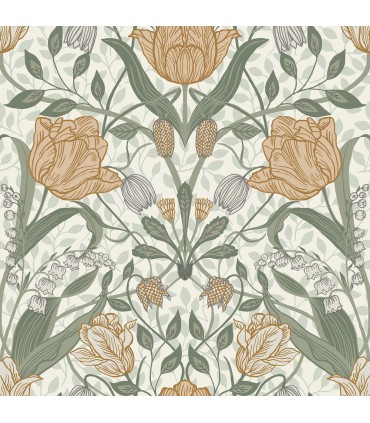 4080-33006 - Filippa Green Tulip Wallpaper by A Street