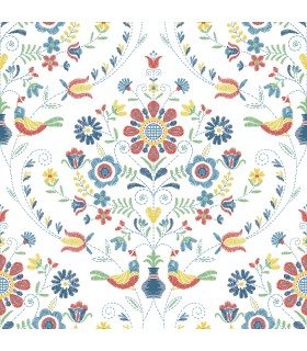 4066-26512 - Britt Multicolor Embroidered Damask Wallpaper by A Street