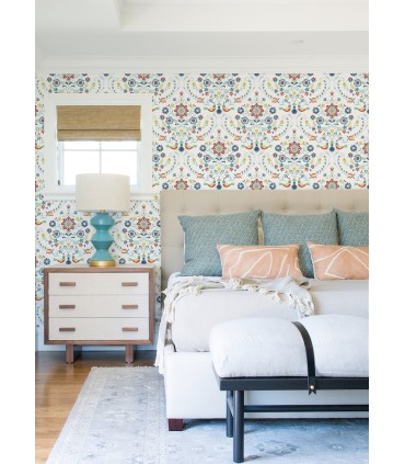 4066-26512 - Britt Multicolor Embroidered Damask Wallpaper by A Street