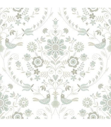 4066-26513 - Britt Neutral Embroidered Damask Wallpaper by A Street
