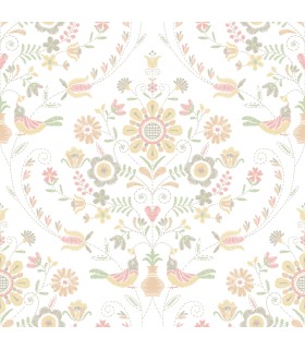 4066-26514 - Britt Peach Embroidered Damask Wallpaper by A Street