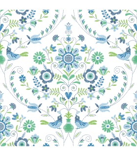 4066-26511 - Britt Sapphire Embroidered Damask Wallpaper by A Street