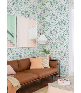 4066-26511 - Britt Sapphire Embroidered Damask Wallpaper by A Street