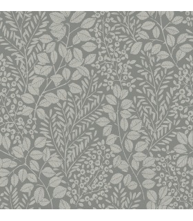 4066-26519 - Elin Charcoal Berry Botanical Wallpaper by A Street