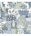 4066-26555 - Fika Blue Blissful Birds & Blooms Wallpaper by A Street