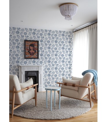 4066-26532 - Inge Denim Floral Block Print Wallpaper by A Street