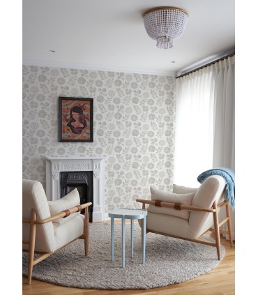 4066-26533 - Inge Light Grey Floral Block Print Wallpaper by A Street