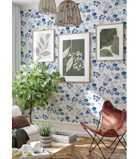 4066-26566 - Jonah Blue Leaf Trail Wallpaper by A Street