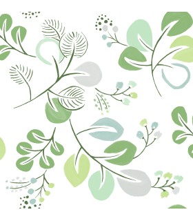 4066-26565 - Jonah Light Green Leaf Trail Wallpaper by A Street
