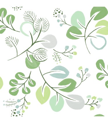4066-26565 - Jonah Light Green Leaf Trail Wallpaper by A Street