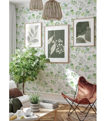 4066-26565 - Jonah Light Green Leaf Trail Wallpaper by A Street