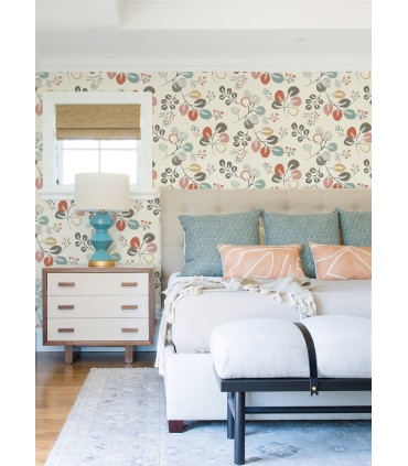 4066-25122 - Jonah Multicolor Leaf Trail Wallpaper by A Street