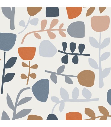 4066-26535 - Juni Orange Abstract Tulips Wallpaper by A Street
