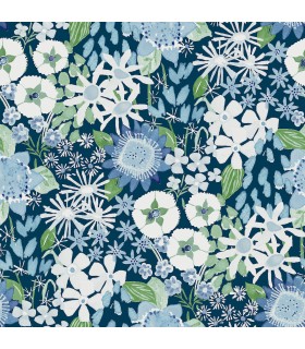 4066-26524 - Karina Blue Wildflower Garden Wallpaper by A Street