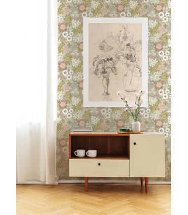 4066-26521 - Karina Neutral Wildflower Garden Wallpaper by A Street