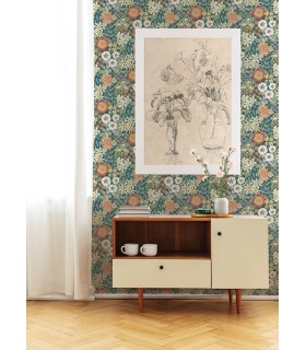 4066-26520 - Karina Teal Wildflower Garden Wallpaper by A Street