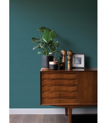 4066-26505 - Lars Teal Retro Wave Wallpaper by A Street
