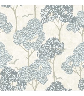 4066-26540 - Lykke Blue Textured Tree Wallpaper by A Street
