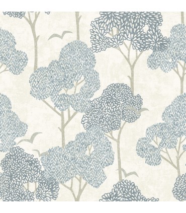 4066-26540 - Lykke Blue Textured Tree Wallpaper by A Street