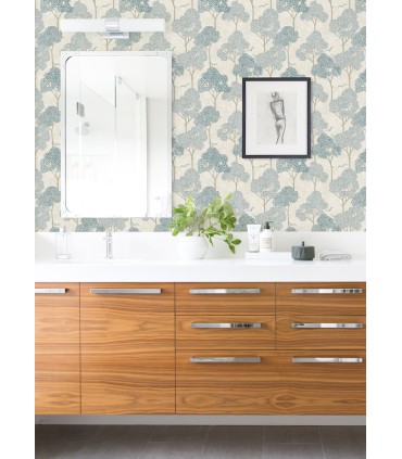 4066-26540 - Lykke Blue Textured Tree Wallpaper by A Street