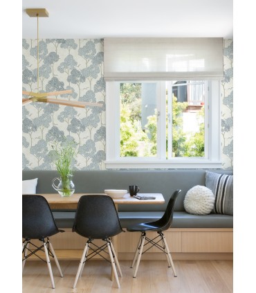 4066-26540 - Lykke Blue Textured Tree Wallpaper by A Street