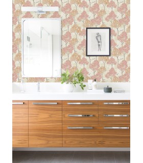 4066-26544 - Lykke Coral Textured Tree Wallpaper by A Street