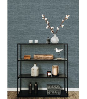 4066-26559 - Malin Dark Blue Faux Grasscloth Wallpaper by A Street