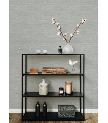 4066-26562 - Malin Light Grey Faux Grasscloth Wallpaper by A Street