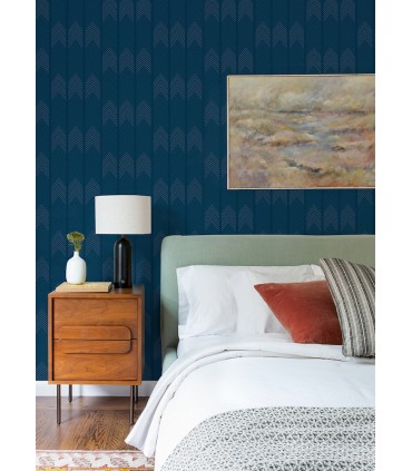 4066-26526 - Nyle Dark Blue Chevron Stripes Wallpaper by A Street