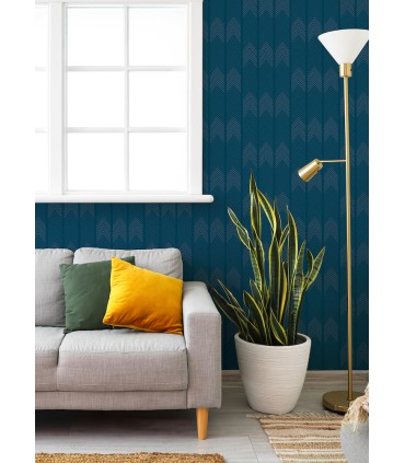 4066-26526 - Nyle Dark Blue Chevron Stripes Wallpaper by A Street