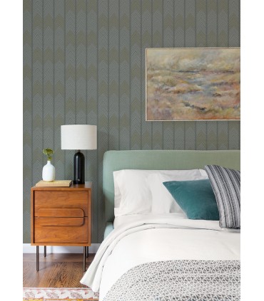 4066-26529 - Nyle Dark Grey Chevron Stripes Wallpaper by A Street